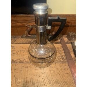 Vintage Tall 13" Inland Glass With Silver Accent Carafe Hand Blown Glass